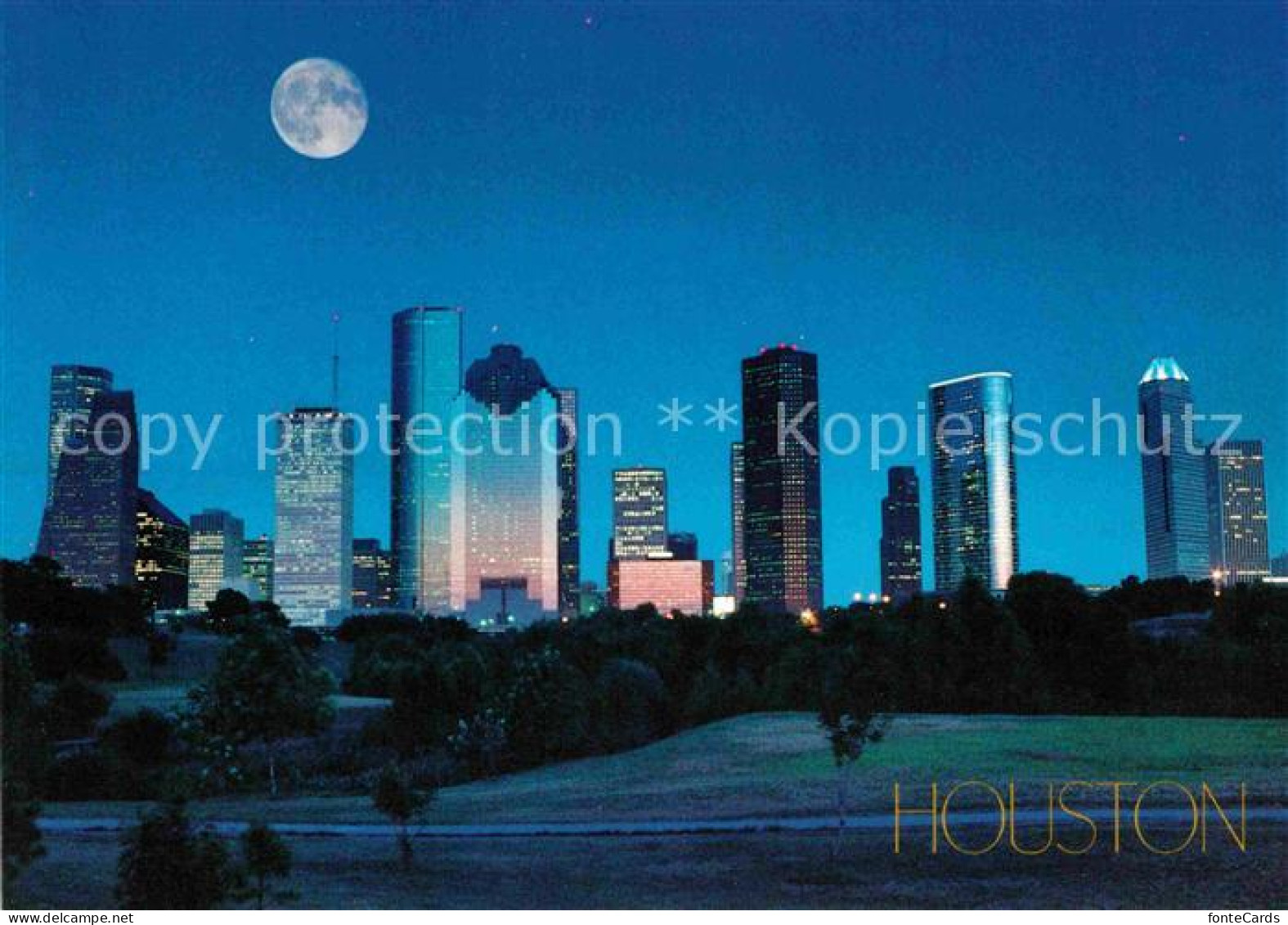 72707555 Houston_Texas Skyline Im Mondschein - Autres & Non Classés