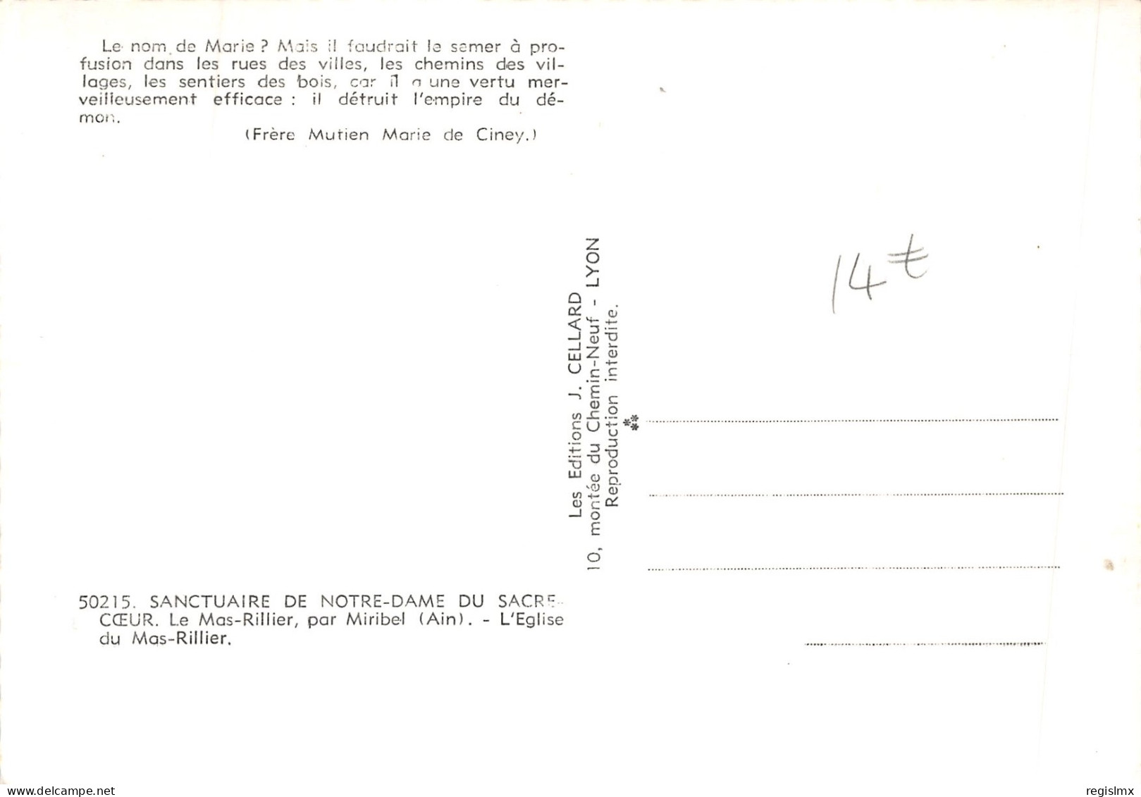 01-LE MAS RILLIER-SANCTUAIRE-N°T564-B/0333 - Non Classificati