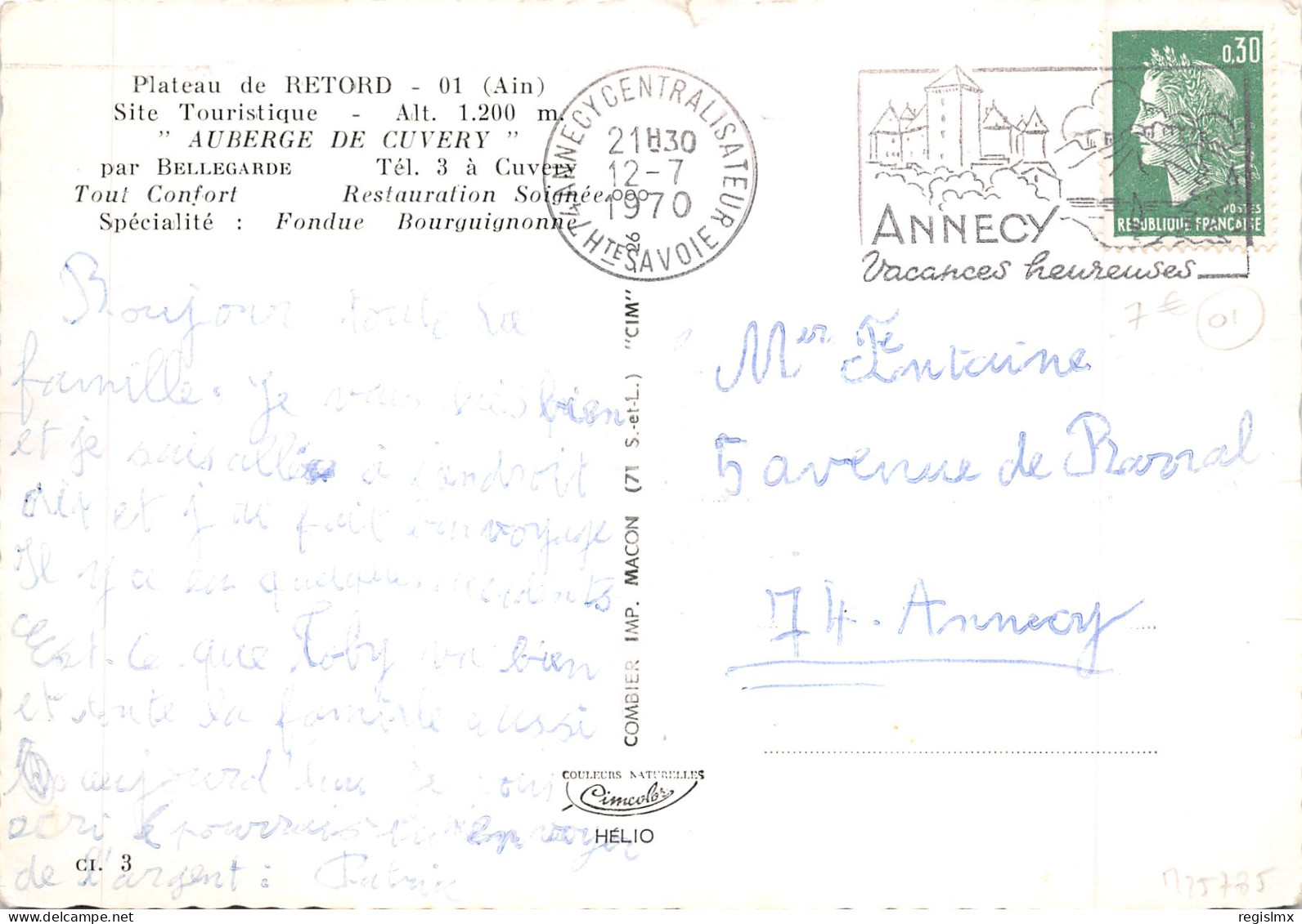 01-RETORD-LE PLATEAU-AUBERGE DE CUVERY-N°T564-B/0257 - Unclassified