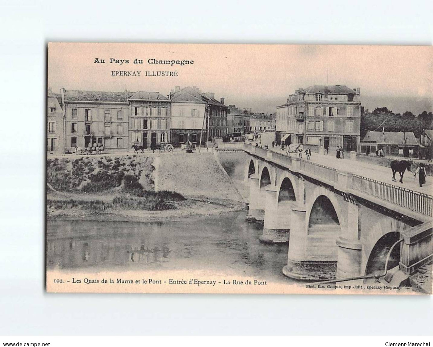 EPERNAY : Les Quais De La Marne Et Le Pont, La Rue Du Pont - Très Bon état - Epernay