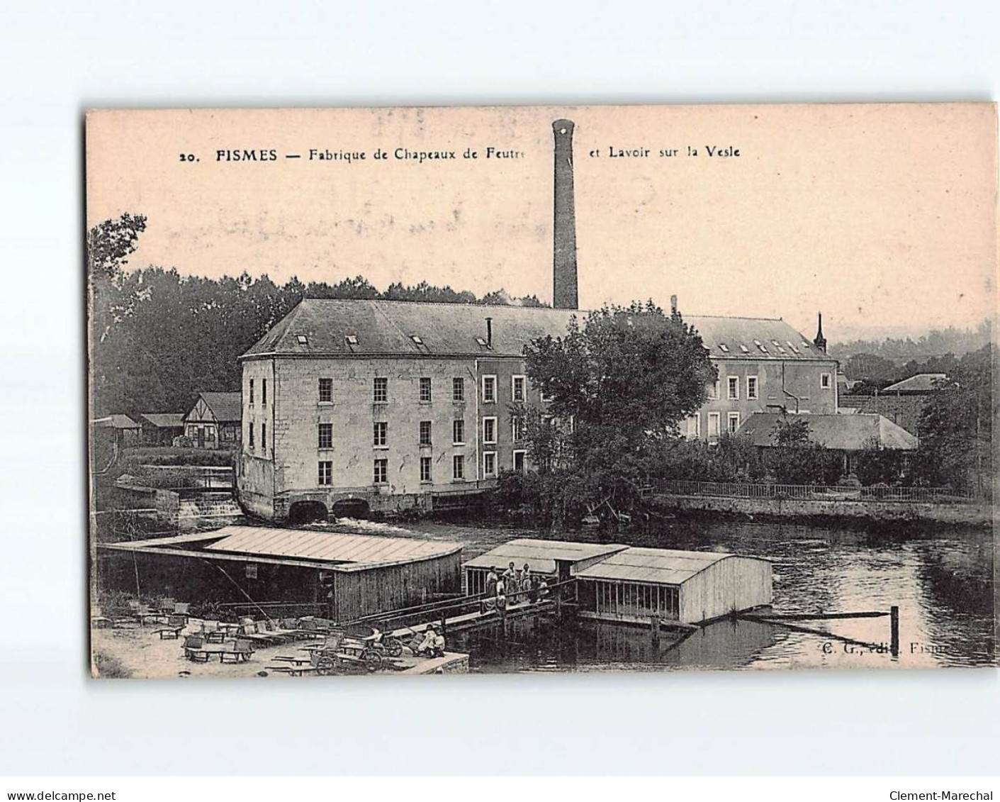 FISMES : Fabrique De Chapeaux De Feutre Et Lavoir Sur La Vesle - état - Fismes