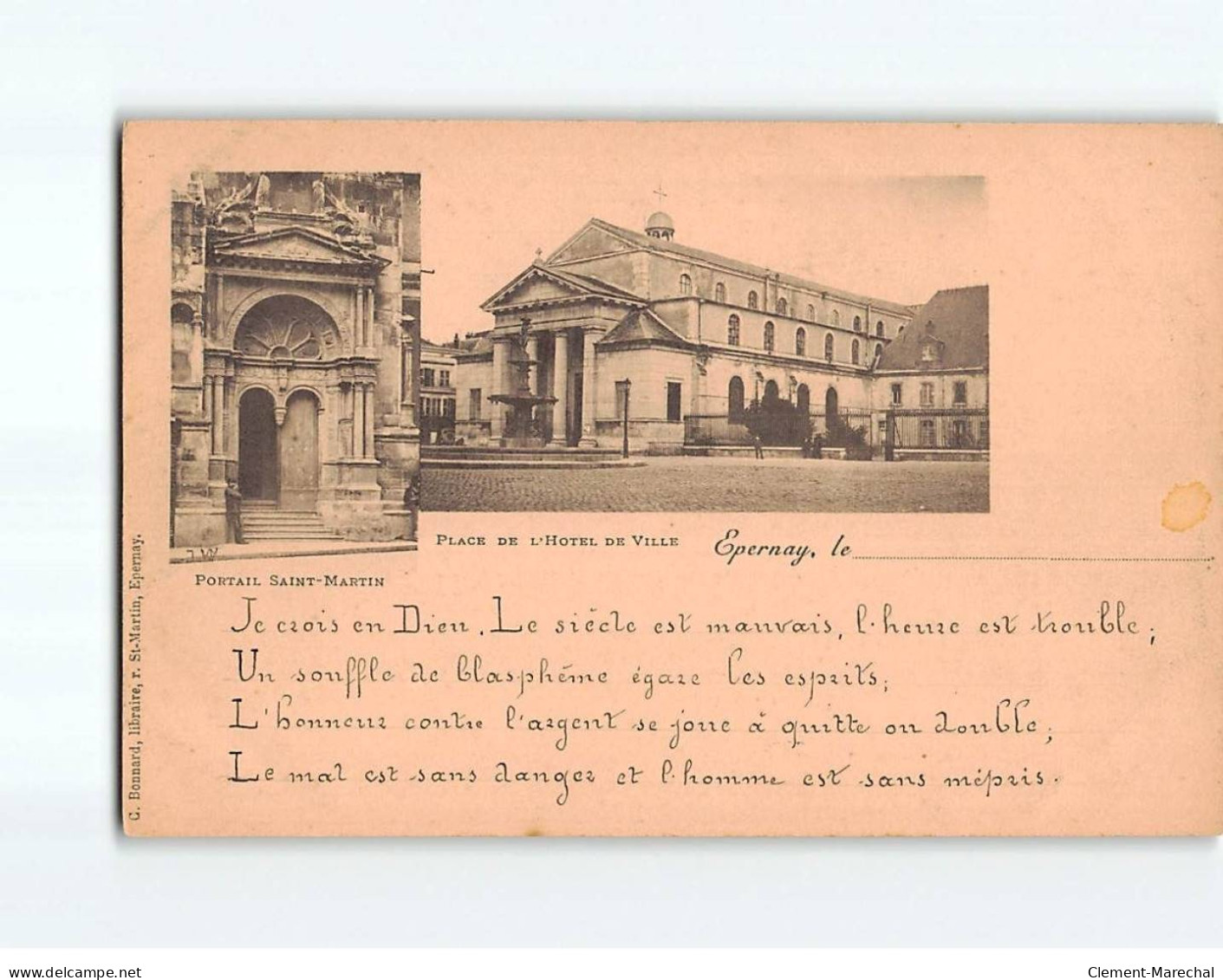 EPERNAY : Portail Saint-Martin, Place De L'Hôtel De Ville - Très Bon état - Epernay