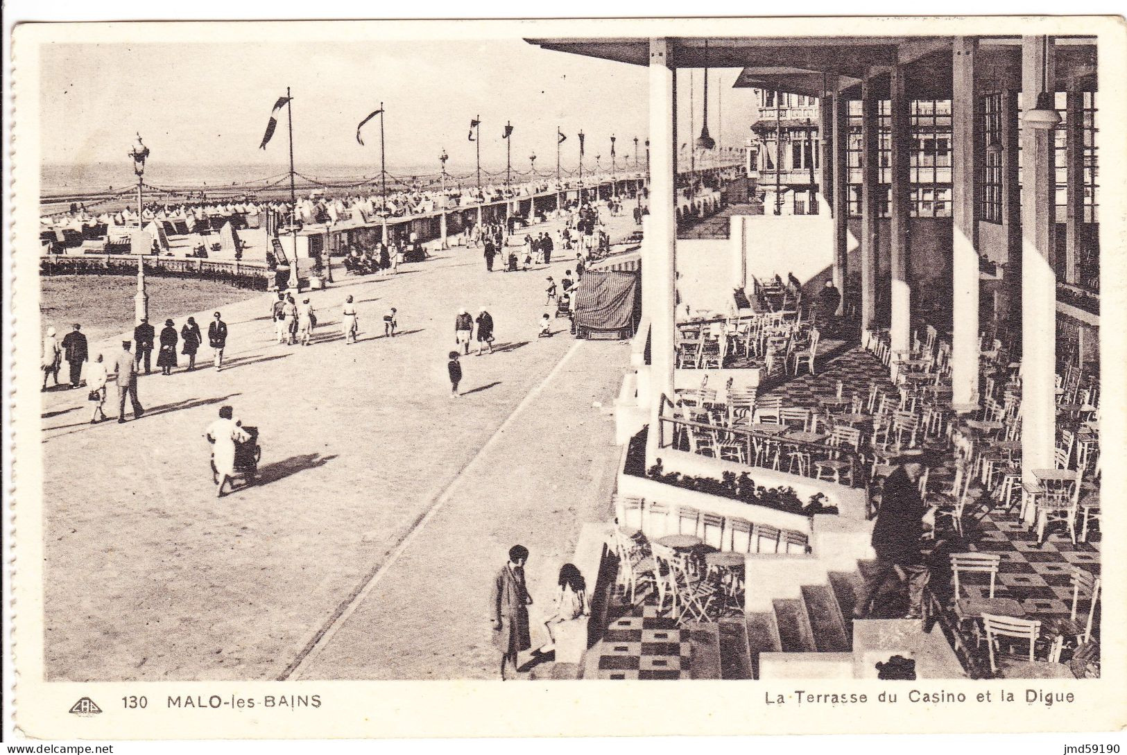 59 - DUNKERQUE - MALO LES BAINS-  La Terasse Du Casino Et La Digue - Malo Les Bains