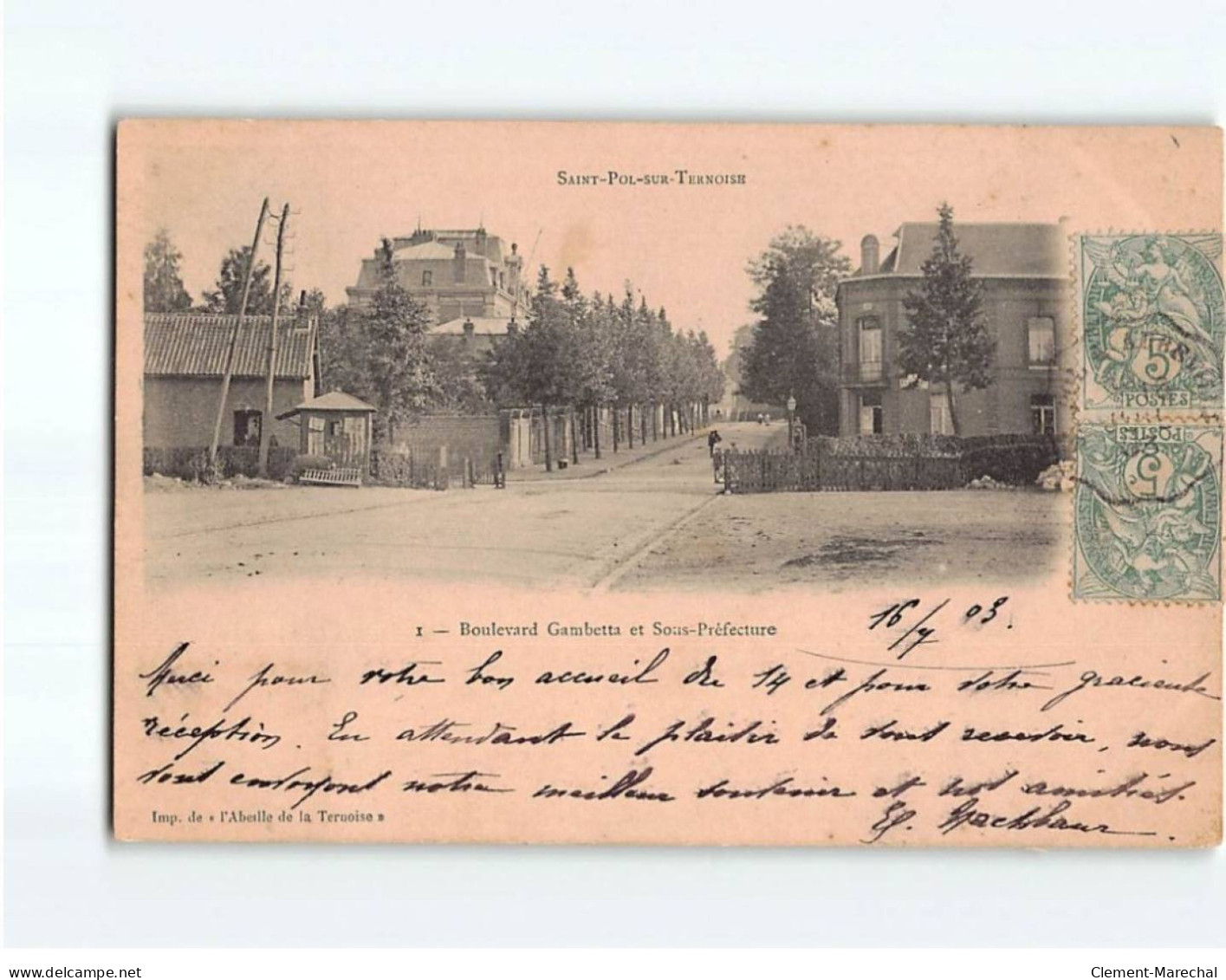 SAINT POL SUR TERNOISE : Boulevard Gambetta Et Sous-Préfecture - Très Bon état - Saint Pol Sur Ternoise