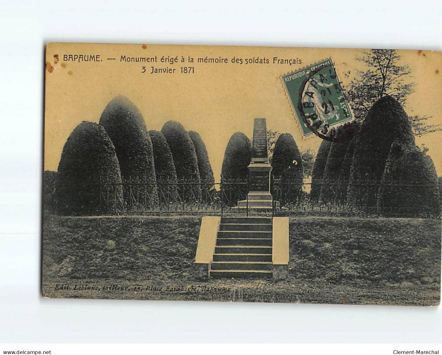 BAPAUME : Monument érigé à La Mémoire Des Soldats Français - Très Bon état - Bapaume