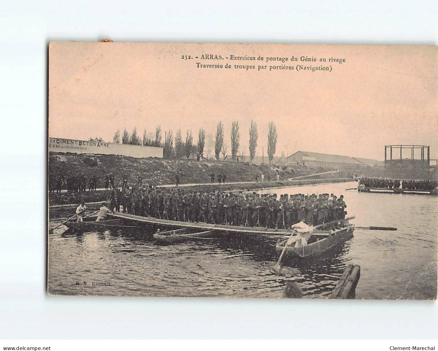 ARRAS : Exercices De Pontage Du Génie Au Rivage, Traversée De Troupes Par Portières - état - Arras