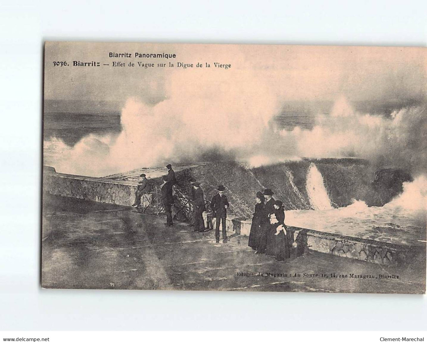 BIARRITZ : Effet De Vagues Sur La Digue De La Vierge - Très Bon état - Biarritz