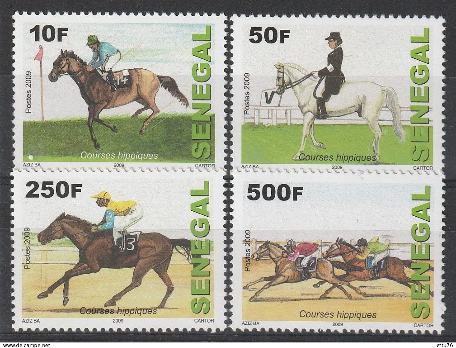 Senegal  2012  Horse Race,Horses  Set  MNH - Caballos