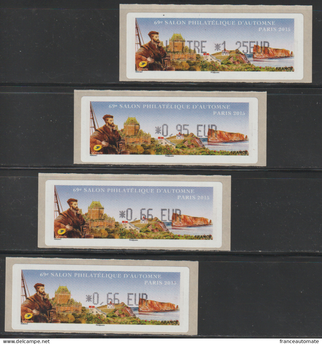 4Atms, Lisa1, 0.66/ E 0.66/ P 0.95/ LETTRE 1.25€ JACQUES CARTIER,5/11/2015. Percé, Québec, CANADA. 69ème Salon D'automne - 2010-... Illustrated Franking Labels