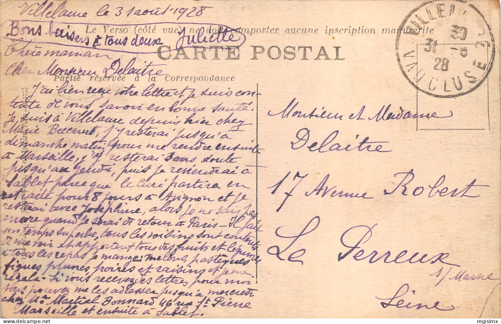 84-VILLELAURE-N°T2410-H/0185 - Other & Unclassified