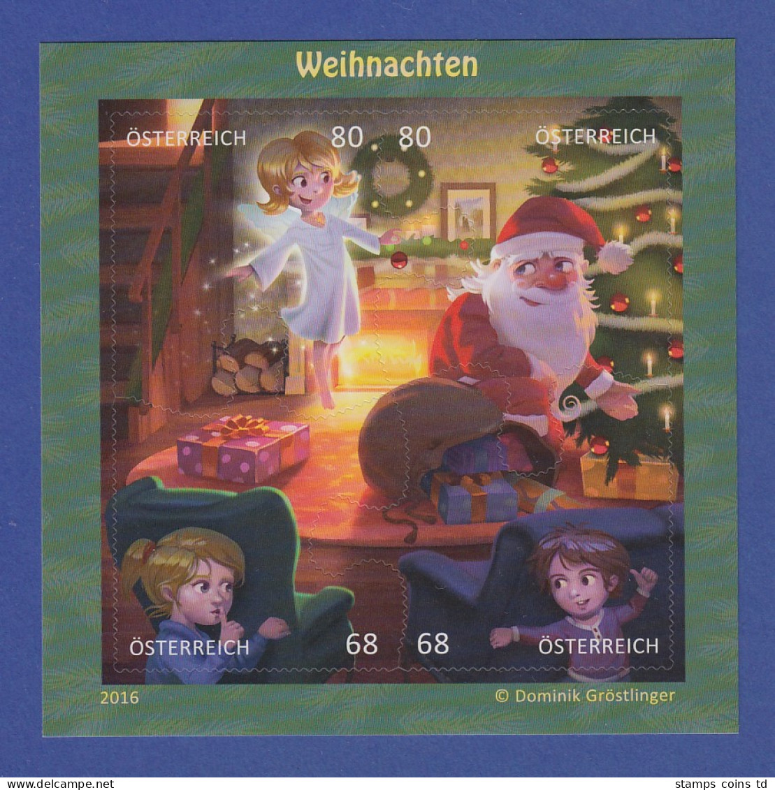 Österreich 2016 Blockausgabe Comicmarken-Puzzle Weihnachten Mi-Nr. Bl. 92 - Ungebraucht
