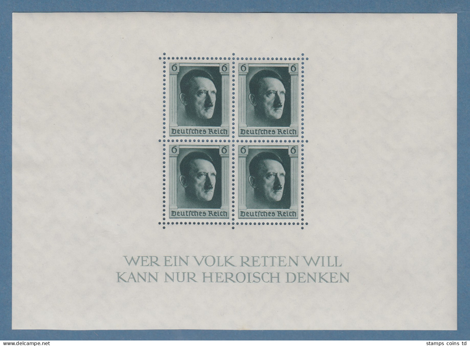 Deutsches Reich 1937 48. Geburtstag Hitlers Mi.-Nr. Block 7 **  - Unused Stamps