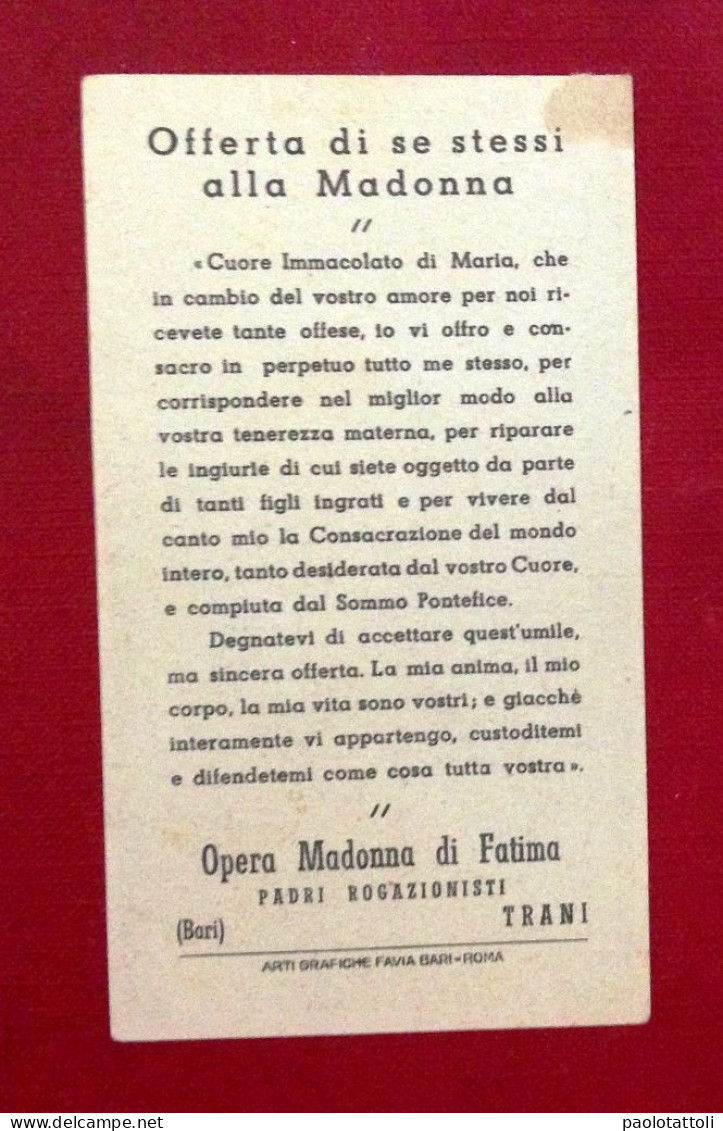 Santini, Madonna Del Rosario Di Fatima. Offerta Di Se Stessi Alla Madonna. Ed. Arti Grafiche Favia, Bari. - Devotion Images