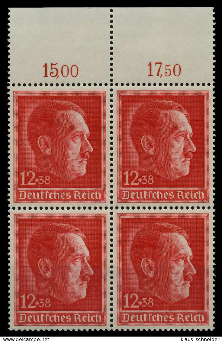 3. REICH 1938 Nr 664 Postfrisch VIERERBLOCK ORA X77D4D2 - Neufs