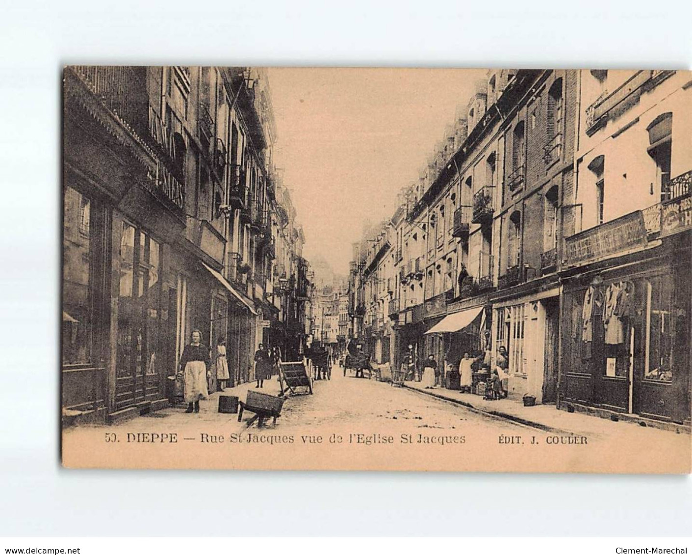 DIEPPE : Rue Saint-Jacques Vue De L'Eglise Saint-Jacques - Très Bon état - Dieppe