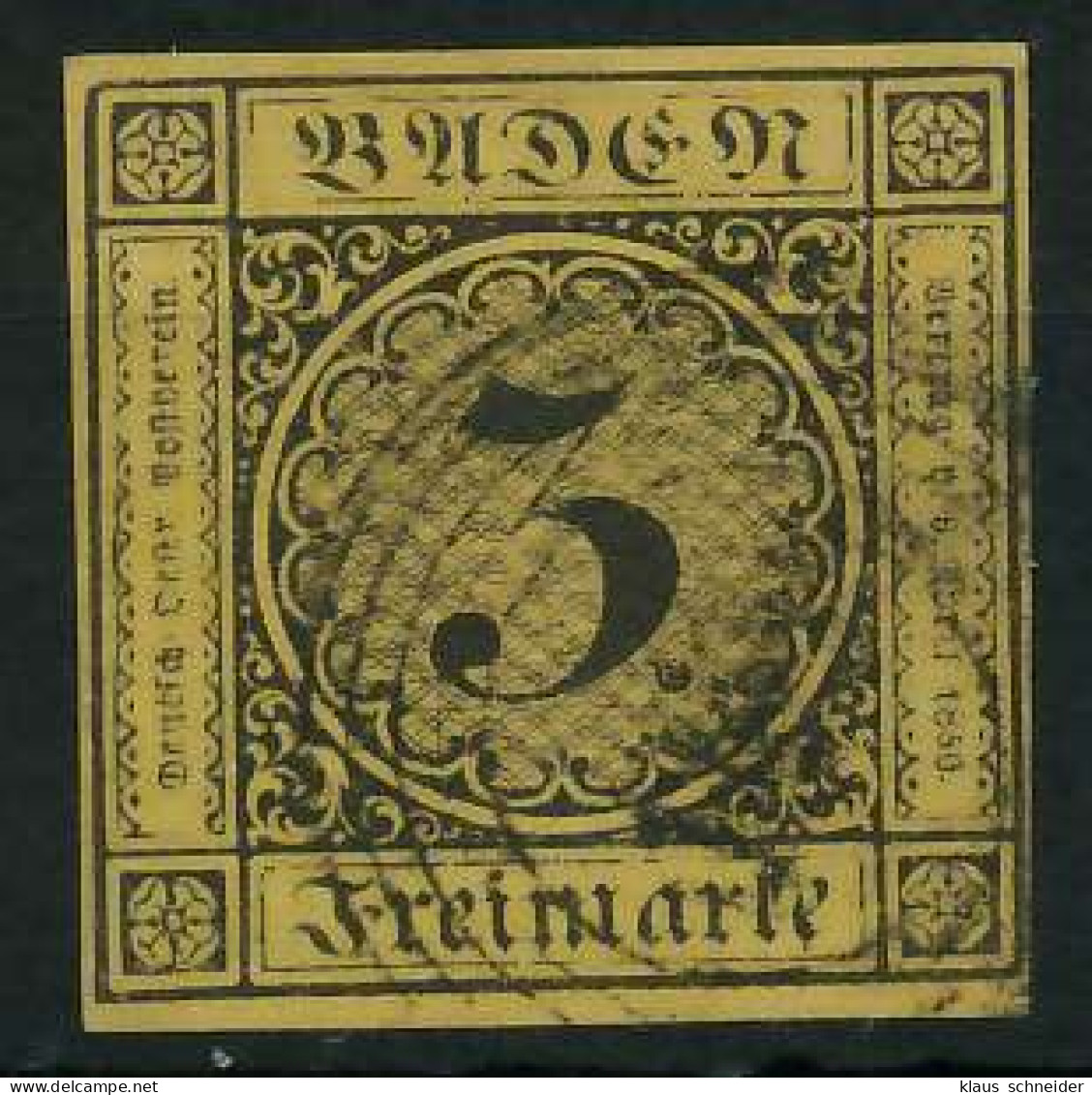 BADEN AUSGABEN VON 1851 - 1858 Nr 2a Gestempelt Gepr. X818CF2 - Used