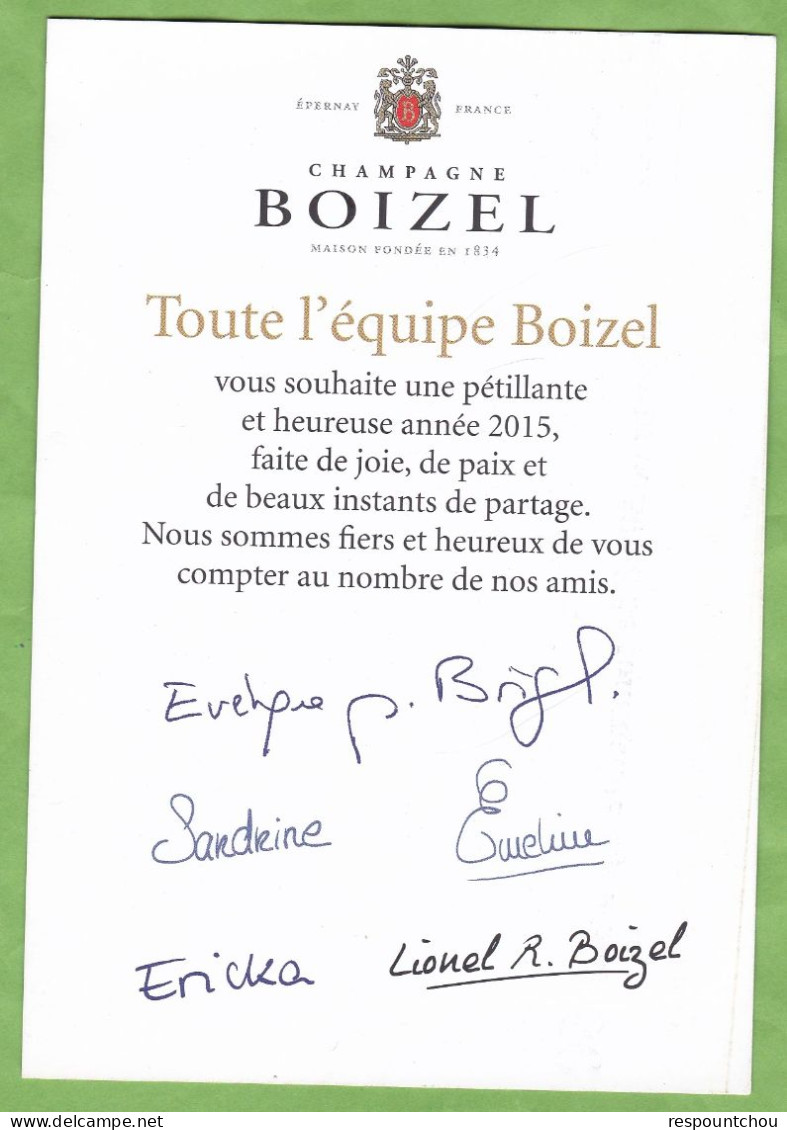 Belle CPM Champagne BOIZEL Carte De Vœux 2015 Publicité Avec Signatures - Año Nuevo