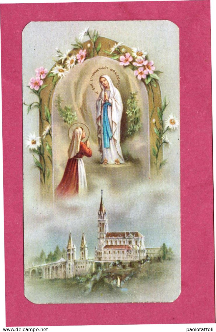 Santino, Hioly Card- Prayer To Our Lady Of Lourdes- Edd. FB Lourdes N°3- Dim. 100x 55mm - Images Religieuses