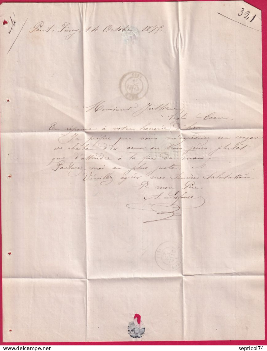 N°60 GC 2946 PONTFARCY CALVADOS CAD TYPE 17 POUR CAEN INDICE 14 LETTRE - 1849-1876: Période Classique