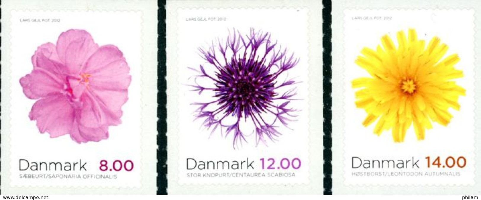 DANEMARK  2012-Fleurs D'automne-3 V. - Unused Stamps