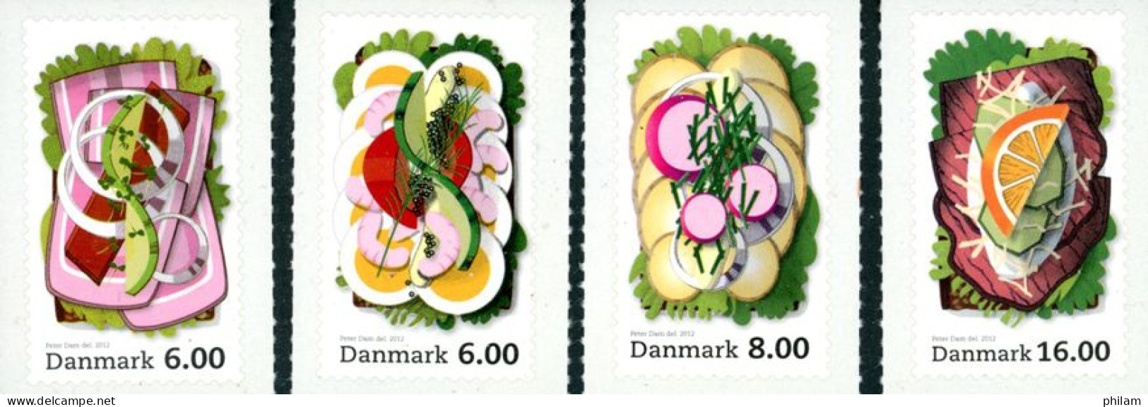 DANEMARK  2012-Sandwiches-Smorrebrod-4 V. - Unused Stamps