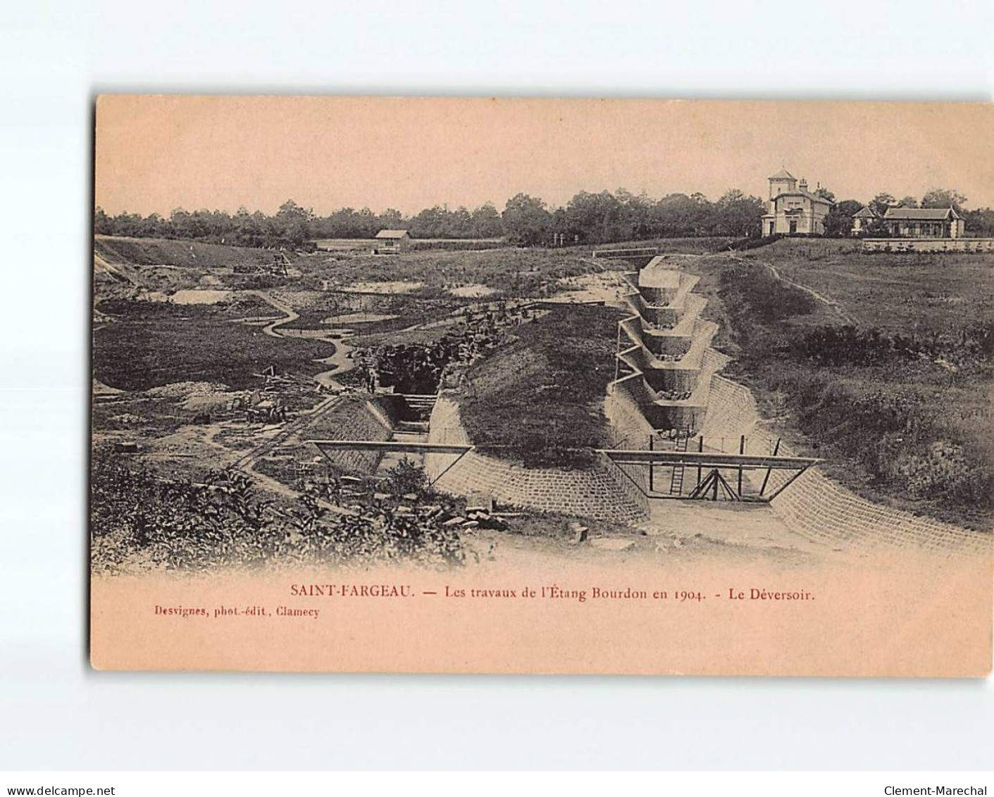 SAINT FARGEAU : Les Travaux De L'Etang Bourdon En 1904, Le Déversoir - Très Bon état - Saint Fargeau