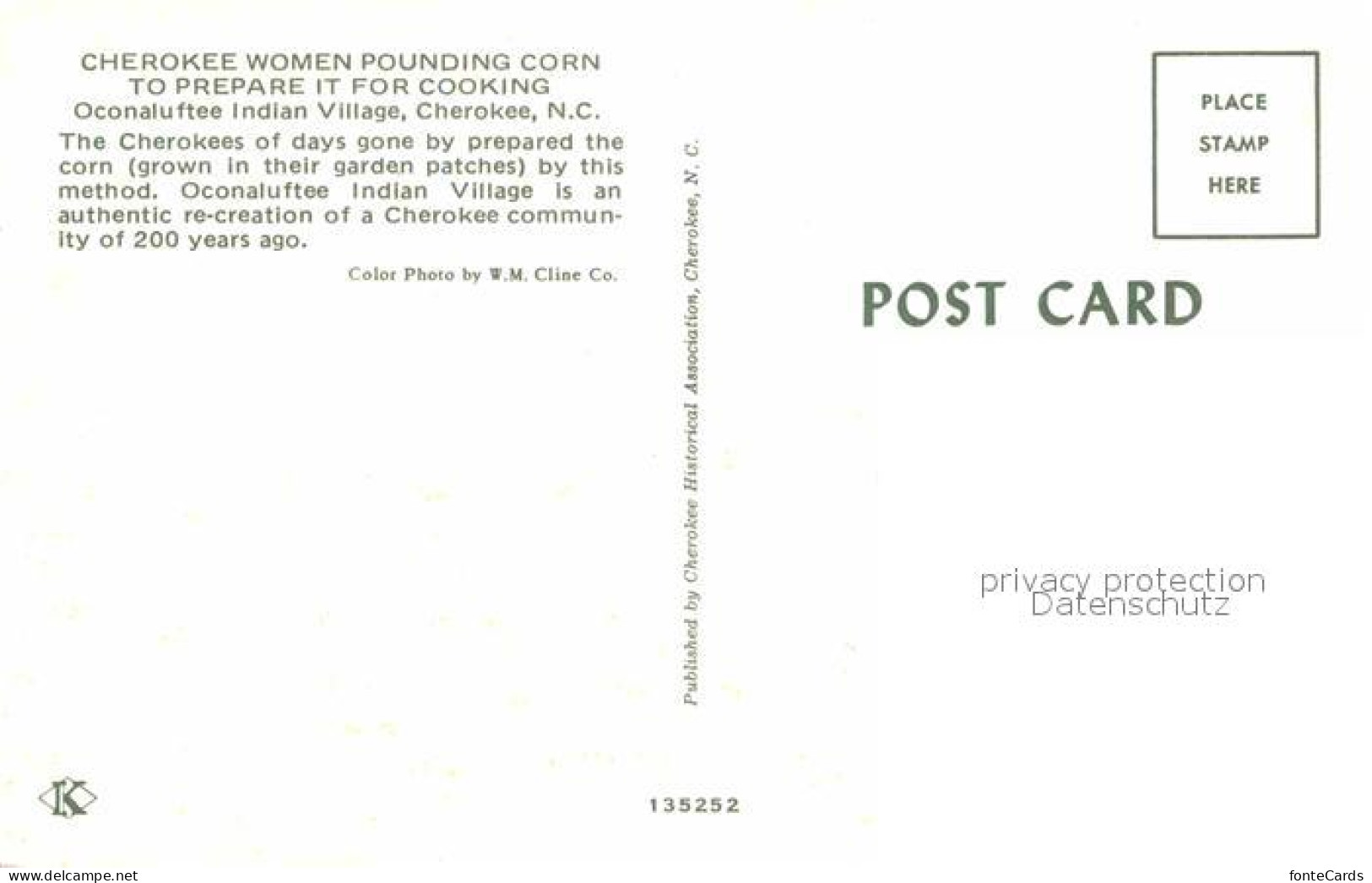 72665332 Cherokee_North_Carolina Cherokee Woman Pounding Corn - Autres & Non Classés