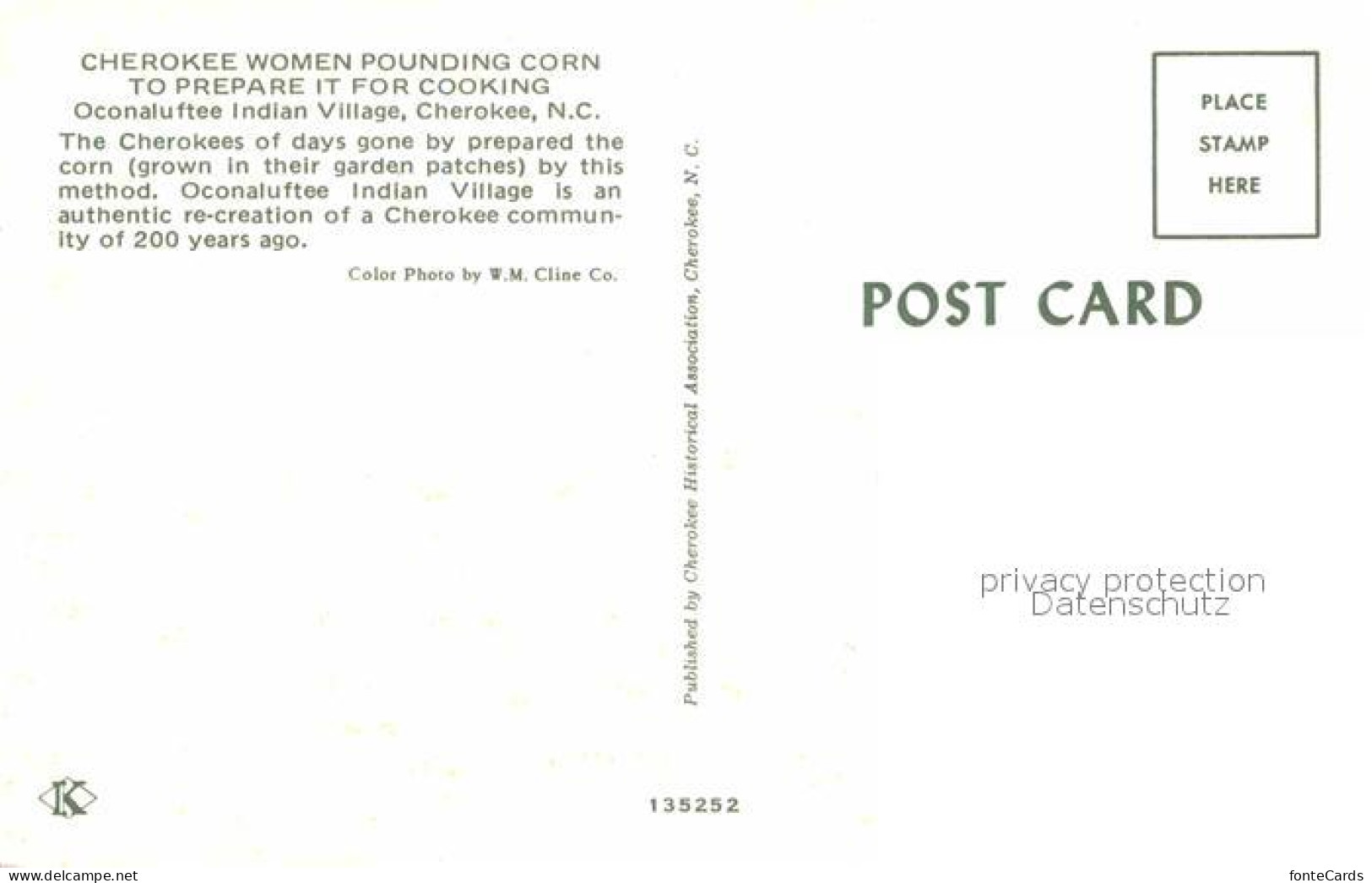 72665332 Cherokee_North_Carolina Cherokee Woman Pounding Corn - Andere & Zonder Classificatie