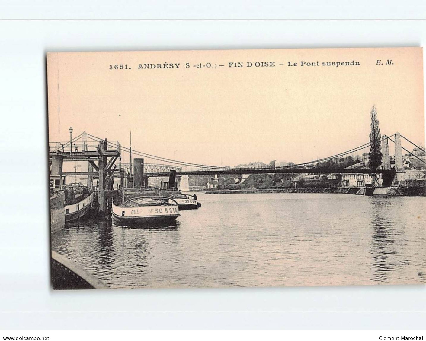 ANDRESY FIN D'OISE : Le Pont Suspendu - Très Bon état - Andresy