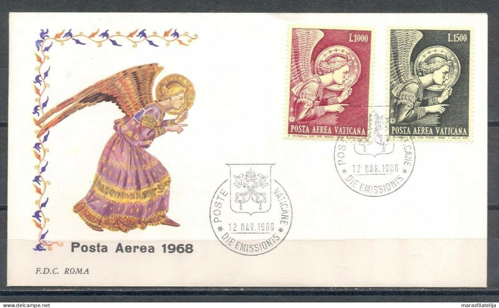 Vatican 1968, Airmal, Angel, FDC - Other & Unclassified