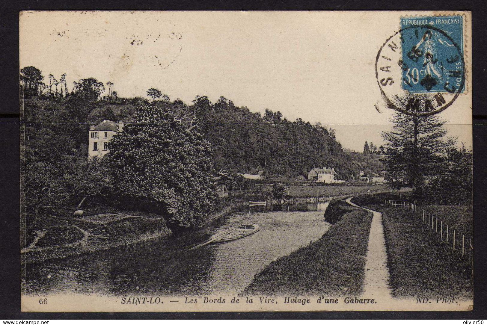 Saint-Lo - Les Bords De La Vire - Halage D'une Gabarre - Saint Lo