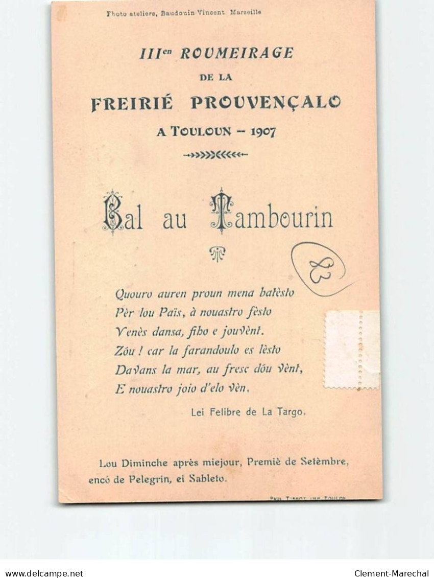 TOULON : IIIen Roumeirage De La Freirié Prouvencalo - état - Toulon