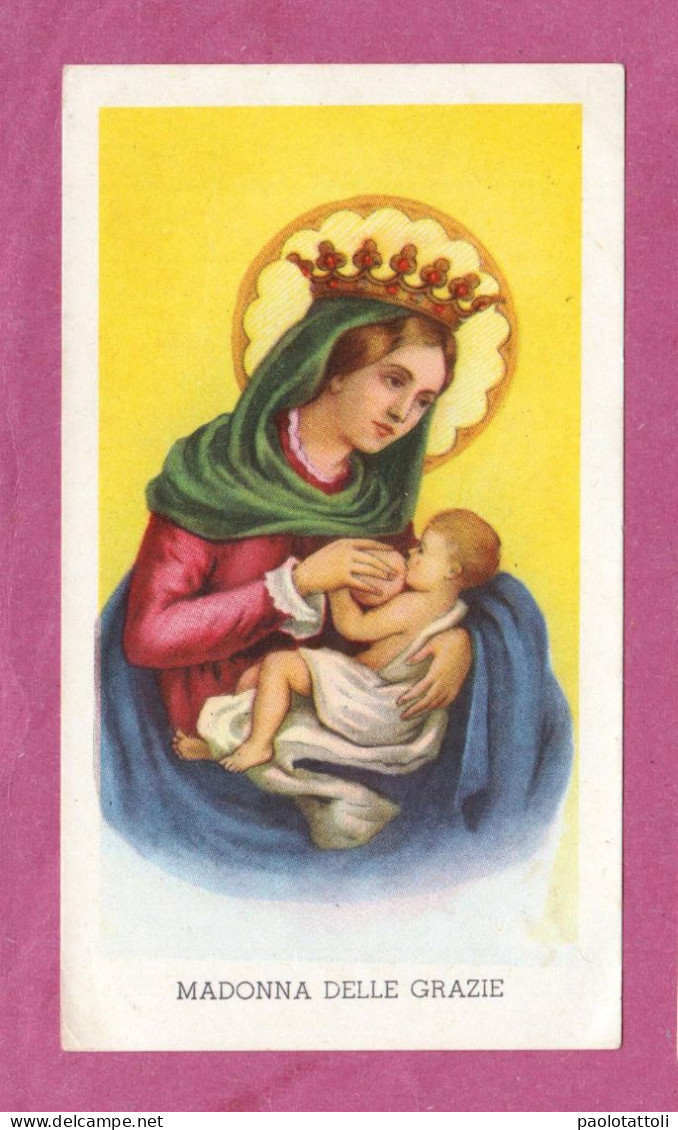 Santino, Holy Card- Madonna Delle Grazie. Lady Of Graces- Ed GMi N° 143. Rara Varietà Con Sfondo Giallo. - Devotion Images