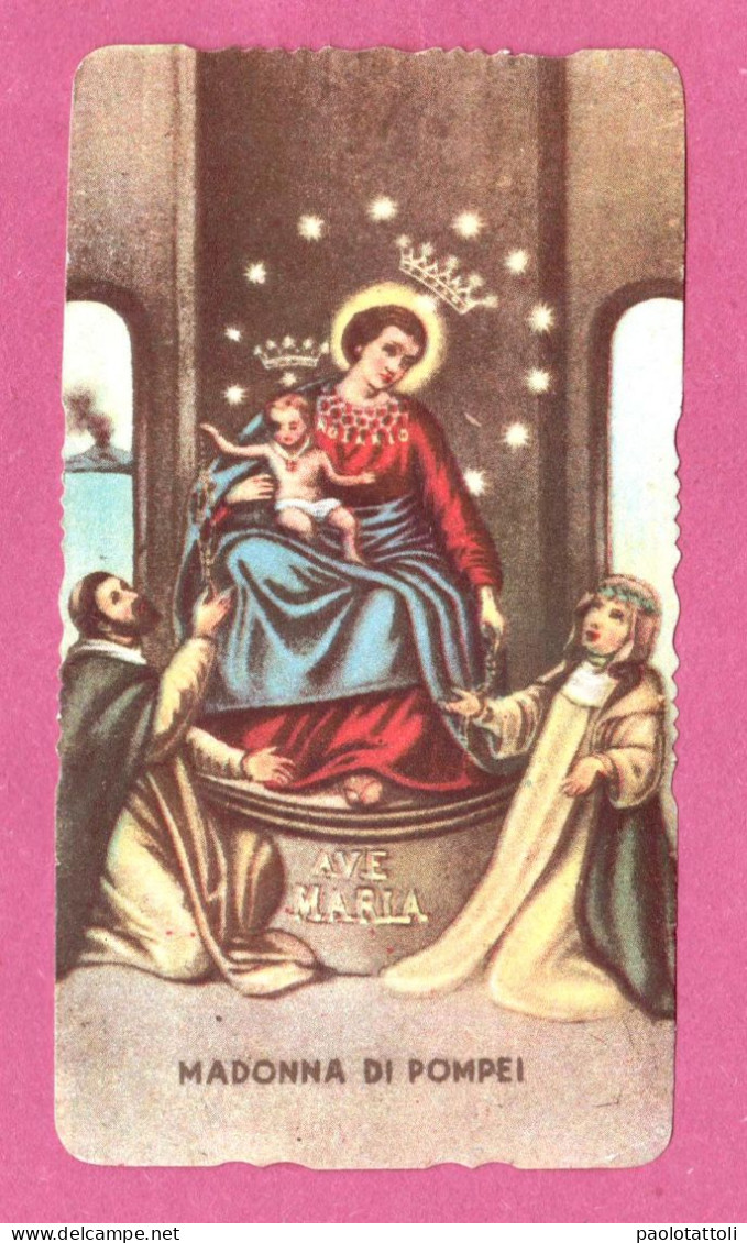 Santino, Holy Card- Madonna Di Pompei. Con Approvazione Ecclesiastica. Dim. 107x 58mm - Images Religieuses