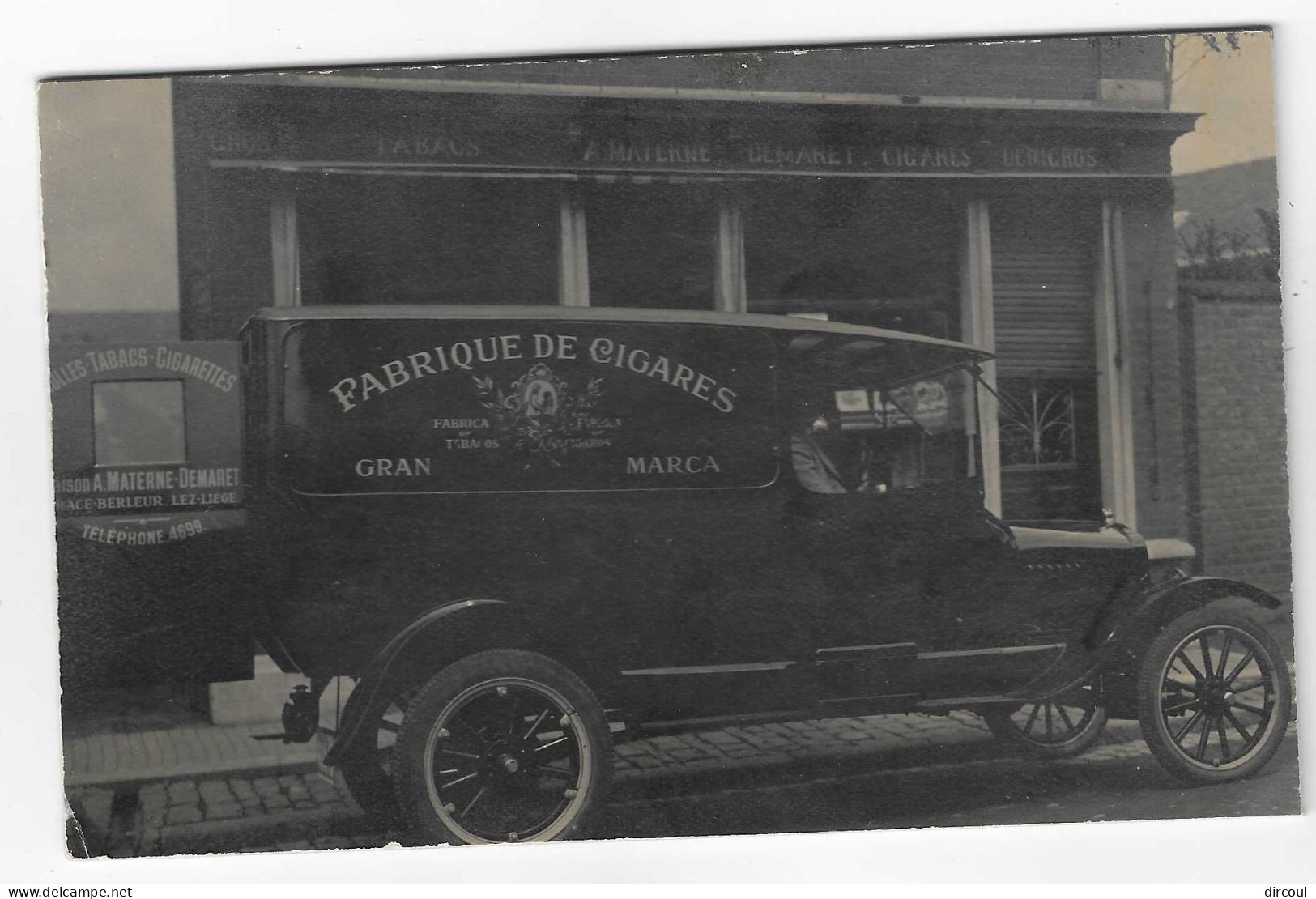 56349   Grace  Berleur  Fabrique  Cigares  Maison  Materne Demaret   Photo  Sur  Carton  15  X 9,5  Ancienne  Voiture - Grâce-Hollogne