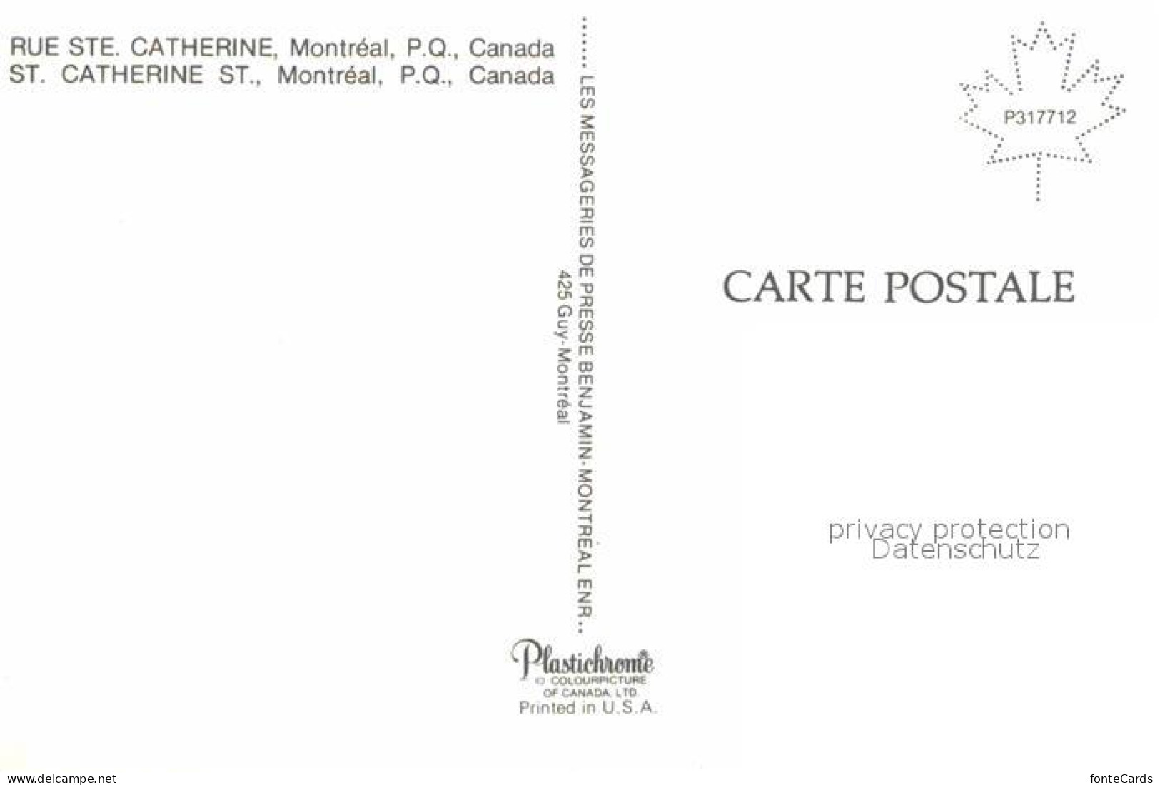 72662162 Montreal Quebec Rue Sainte Catherine Montreal - Zonder Classificatie