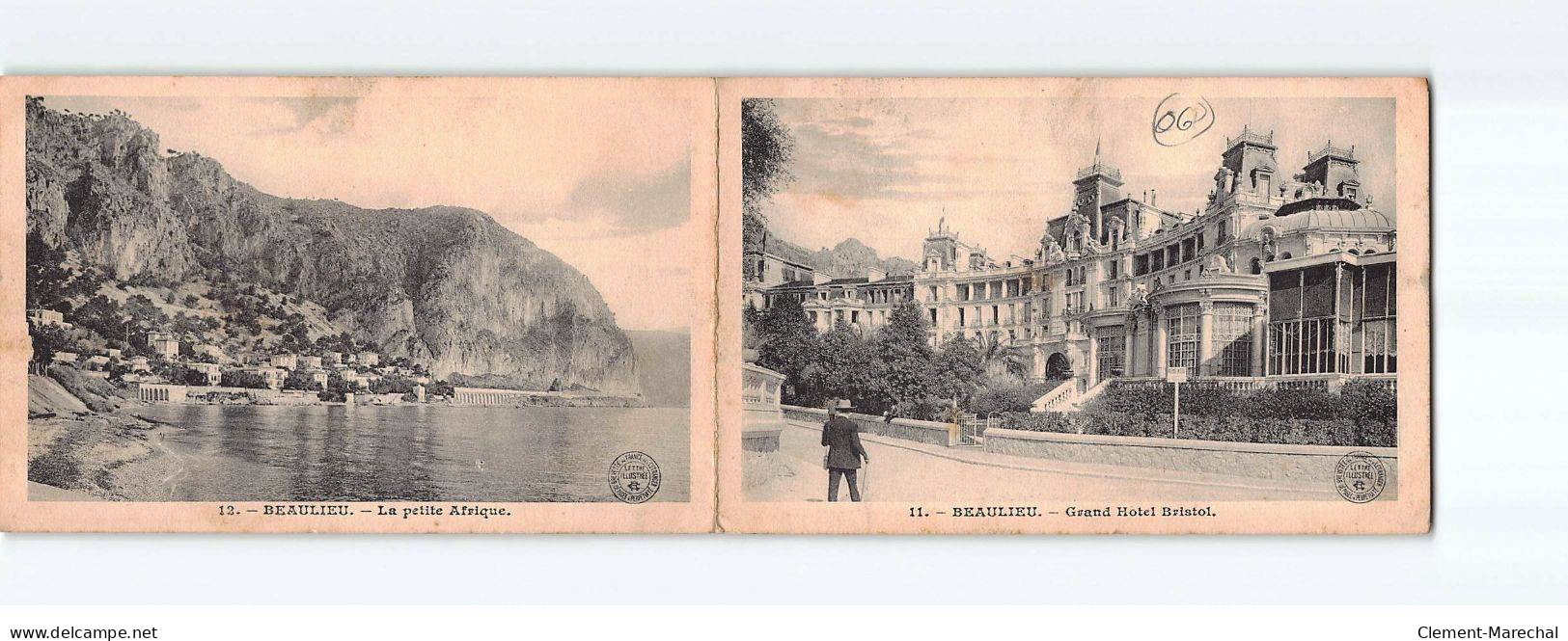 BEAULIEU: Grand Hôtel Bristol, La Petite Afrique, Carte Dépliable - état - Beaulieu-sur-Mer