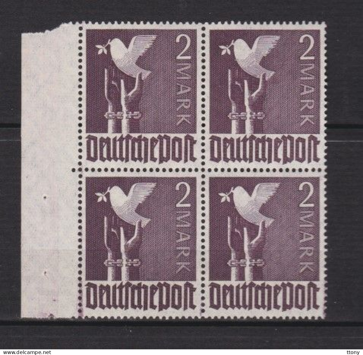 Un Bloc     4  Timbres Stempel  2 Mark **   Allemagne   Occupation Alliée   Zone Interalliée AAS   Deutsche Post  960 - Neufs