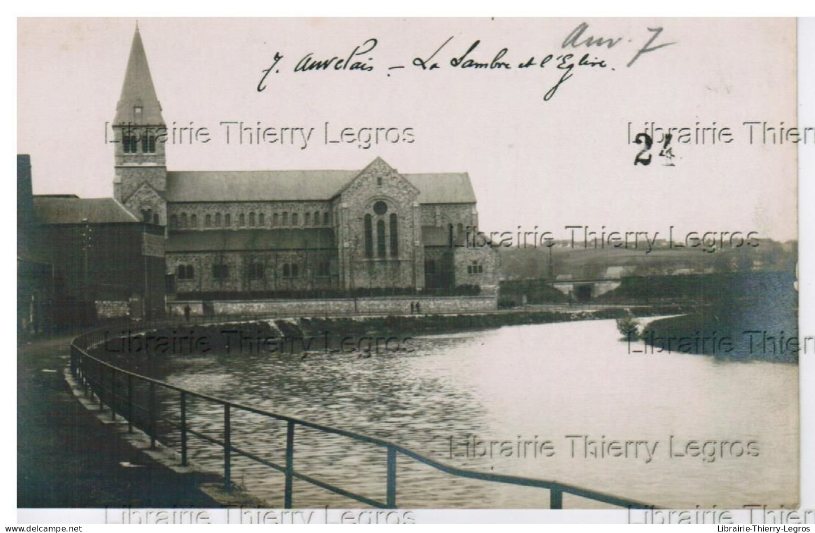 Carte Photo Sambreville Auvelais La Sambre Et L'Eglise  CPA - Sambreville