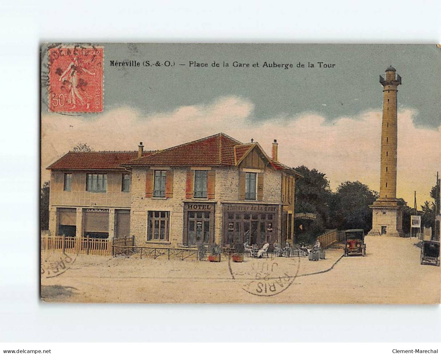 MEREVILLE : Place De La Gare Et Auberge De La Tour - état - Mereville