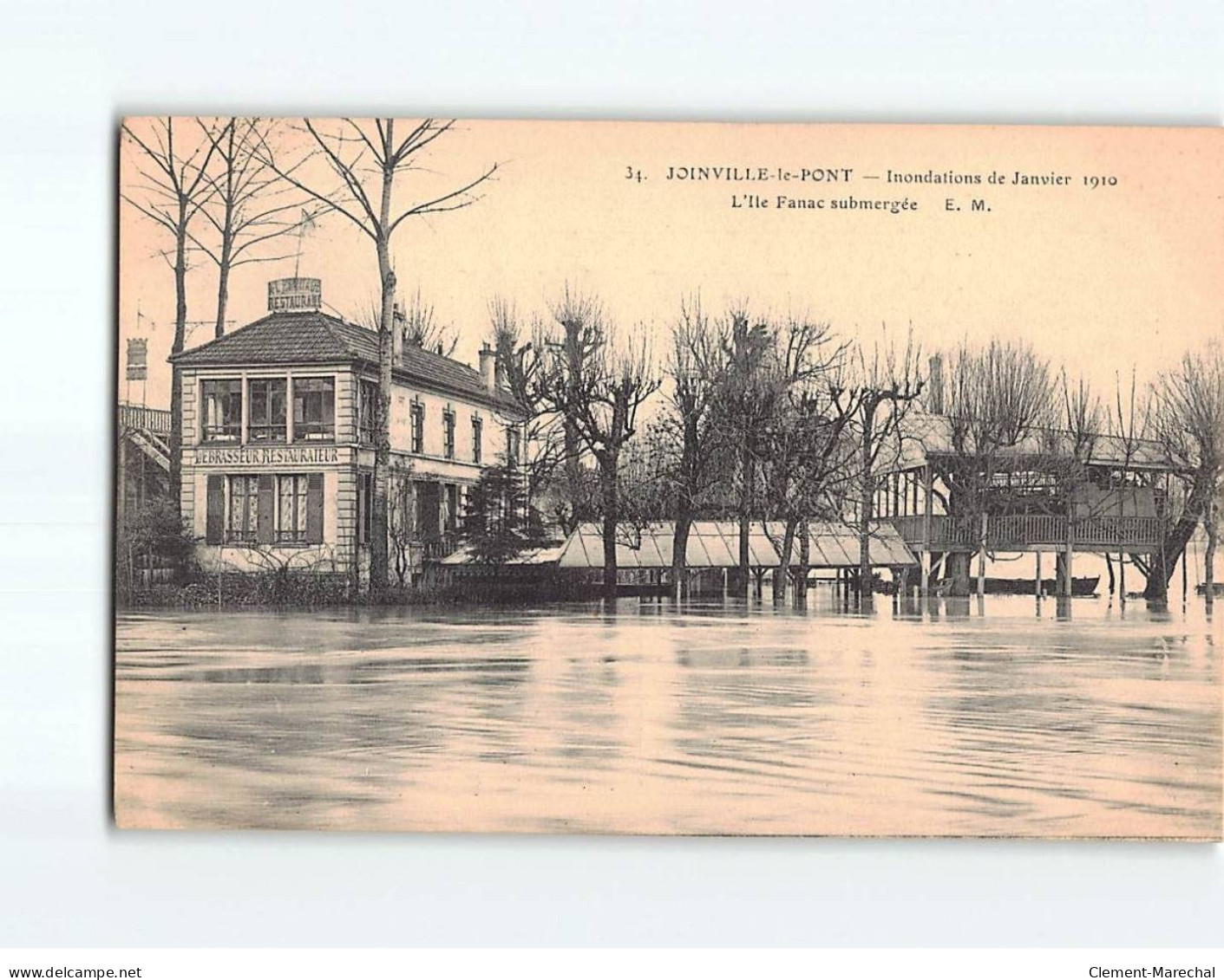 JOINVILLE LE PONT : Inondation De 1910, L'Ile Fanac Submergée - Très Bon état - Joinville Le Pont