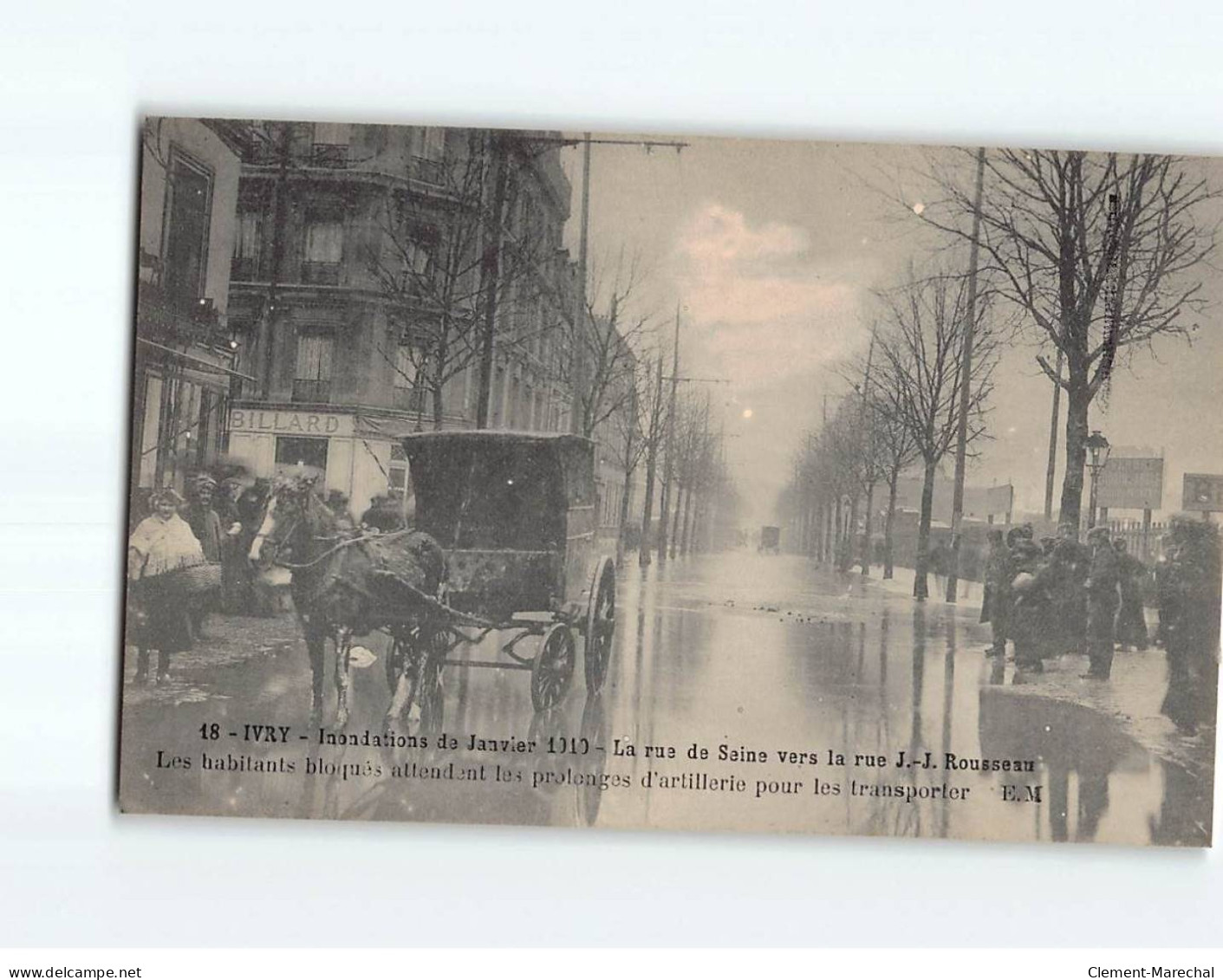 IVRY SUR SEINE : Inondations De 1910, La Rue De Seine Vers La Rue J.-J Rousseau - Très Bon état - Ivry Sur Seine