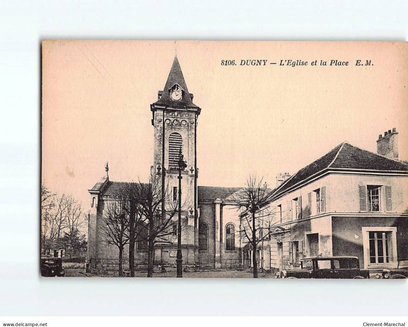 DUGNY : L'Eglise Et La Place - état - Dugny