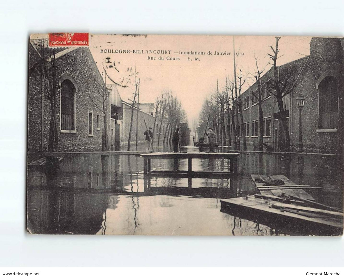 BOULOGNE BILLANCOURT : Rue Du Cours , Inondations De 1910 - état - Boulogne Billancourt