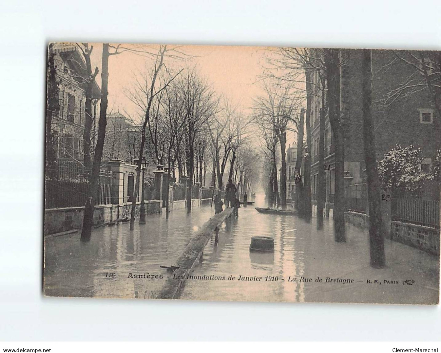 ASNIERES SUR SEINE : Les Inondations De 1910, La Rue De Bretagne - Très Bon état - Asnieres Sur Seine