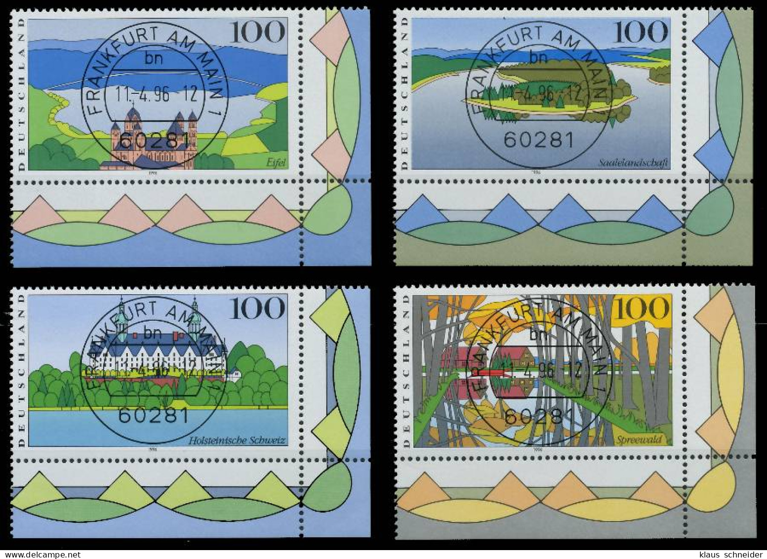 BRD BUND 1996 Nr 1849-1852 Zentrisch Gestempelt ECKE-URE X56613A - Used Stamps