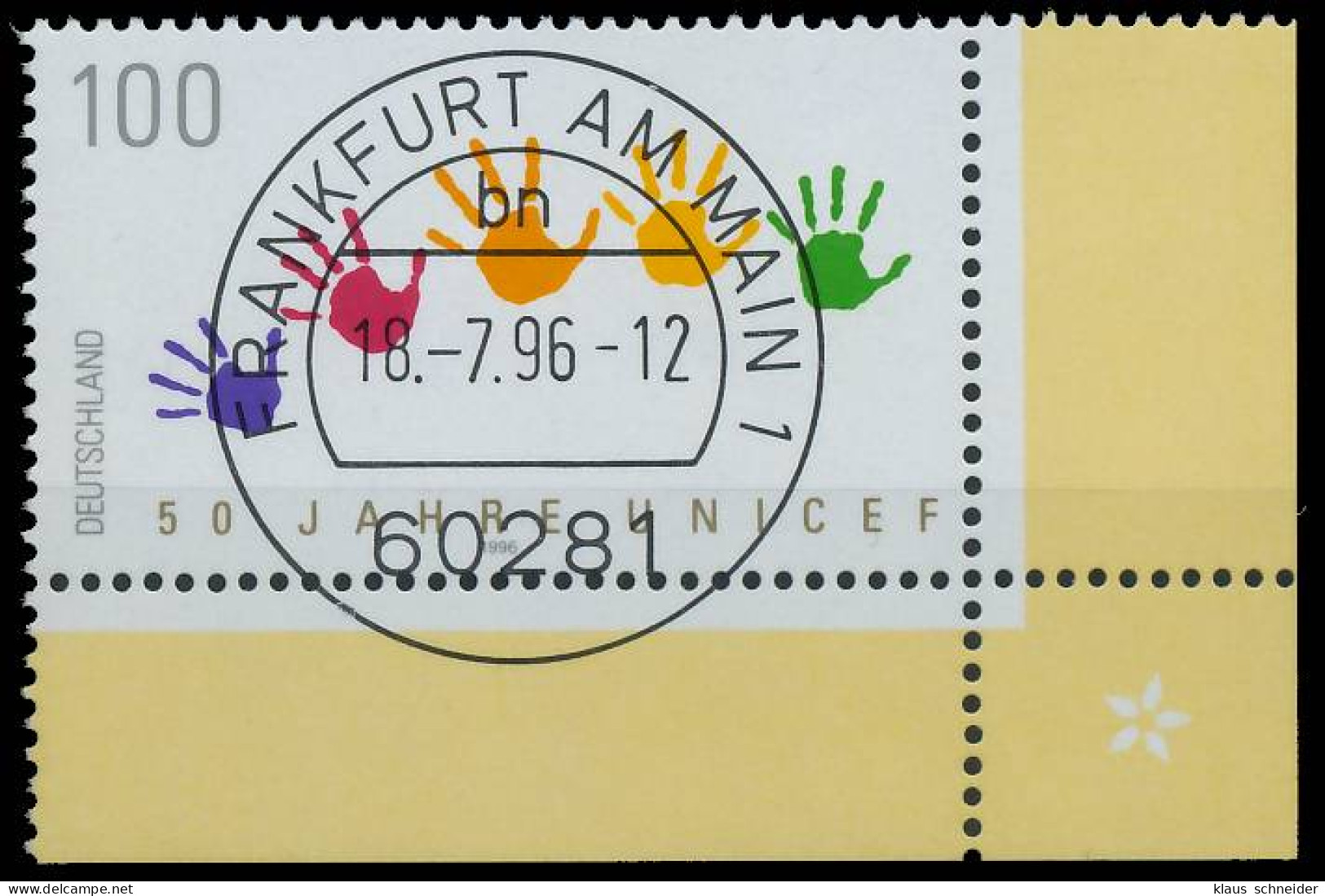 BRD BUND 1996 Nr 1869 Zentrisch Gestempelt ECKE-URE X56616E - Used Stamps