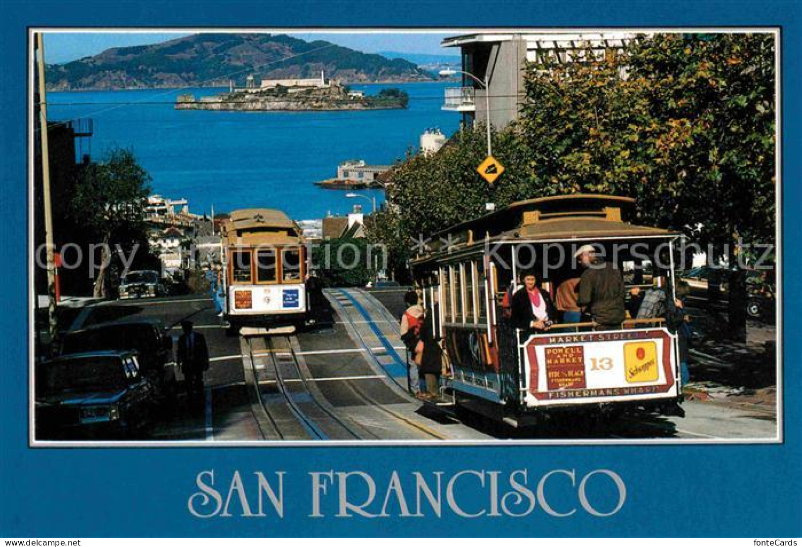 72650557 San_Francisco_California Cable Cars Hyde Street With Alcatraz - Other & Unclassified