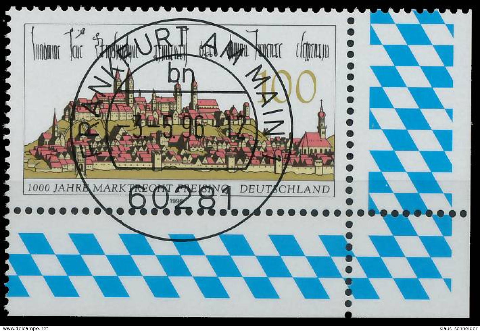 BRD BUND 1996 Nr 1856 Zentrisch Gestempelt ECKE-URE X56AA2A - Gebraucht