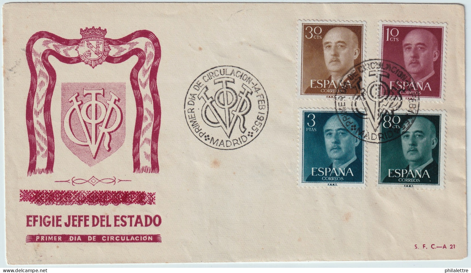 ESPAGNE / ESPAÑA - 1955 Ed.1143, 1147, 1152 Y 1159 Sobre Carta Primer Dia (c.50€) - Lettres & Documents